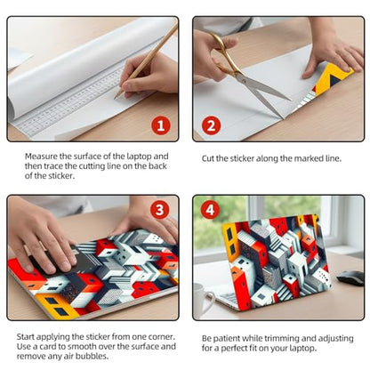 Universal Laptop Skin Sticker Decal, 12"-15.6" Aesthetic Vinyl Wrap, Geometric 3D Cubes Abstract Waterproof Notebook Cover Art Protector for MacBook HP Dell Lenovo, Fits 13" 14" 15" 15.6" - color: Geometric 3D Cubes Abstract