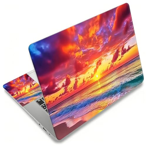 Laptop Skin Sticker Decal, Universal Reusable Vinyl Laptop Cover for 12" 13" 13.3" 14" 15" 15.4" 15.6" Notebook PC, Reusable Waterproof Scratch-Resistant with 2 Wrist Pads,Beach Sandbeach - color: Beach Sandbeach