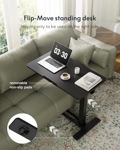 FLEXISPOT H7 PRO 90° Tiltable Mobile Overbed Table with Pneumatic Lift,32'' | Full foldable bedside table with adjustable desktop for laptop, Rolling Computer Cart and bed sofa.31.5" W x 17.7" D,Black - color: Black, size: 32x18