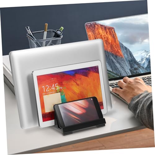 Adjustable Laptop Vertical Stand Dual Slot Laptop Holder for Desk Universal Upright Support for Home Office Ergonomic Workspace Organizer