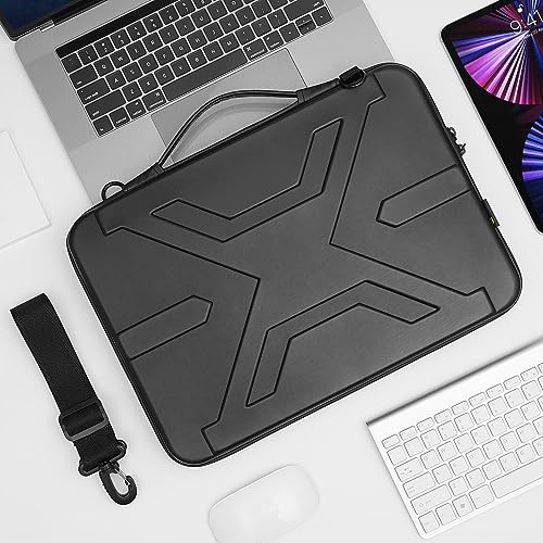 KIZUNA Laptop bag Case 15 Inch Shockproof EVA Hard Shell Handle Sleeve For MacBook Pro 16 M4 M3 M2/15 Lenovo IdeaPad 3i /15.6" Dell XPS 15/IdeaPad Slim 3i 14"/15" IdeaPad Gaming 3i,Black