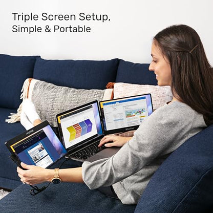 SideTrak Swivel 12.5" Portable Monitor for Laptop, Patented Swivel Hinge, Triple Screen Laptop Setup | FHD Dual Screen w/Kickstand, USB-C® & HDMI, Mac, PC, Chrome Compatible (Triple Monitor) - style: 12.5" Triple Monitor
