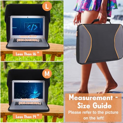 Laptop Sun Shade Laptop Sun Glare Shield Privacy Screen Hood 12-14'' | Lightweight Laptops Sunshade Bag for Working Outside Portable Shield Cover (Patent Pending) - size: 12-14in