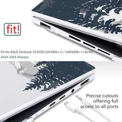 Batianda Creative Case for ASUS Zenbook 14 OLED 2024 2025, Misty Mountain | Model UX3405×× / UM3406××, Slim Plastic Hard Shell, For Outdoor Lovers, Ultra-Thin Lightweight Laptop Case - color: Misty Mountain