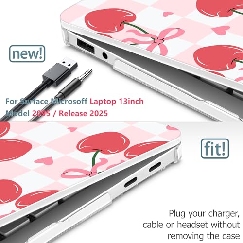 Mektron Printed Case for 2025 Microsoft Surface Laptop Windows 11 Copilot+ PC Surface Laptop 13 inch Touchscreen Display Cover Fits Model 2095, Cherries Bows C353 - color: Cherries Bows C353