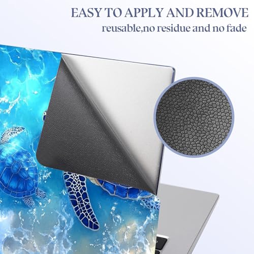 Universal Laptop Skin Sticker Decal,15.6 Inch Laptop Vinyl Cover for 13" 14" 15.6" Laptop,Scratch-Resistant Waterproof Protector Wrap,Reusable with Wrist Pads,Blue Ocean Turtles - color: Blue Ocean Turtles