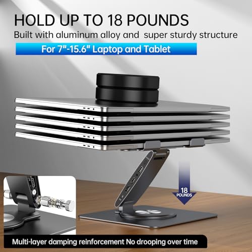 Laptop Docking Station Stand 11-IN-1 Triple Display HDMI DP 4K60Hz Gigabit Ethernet USB3.1 PD100W SD/TF Card Reader Audio 360°Swivel Laptop Stand with USB Hub for MacBookPro/Air/Dell/HP/Surface/Lenovo - color: For Laptop 7-15.6 inches 11-in-1 Ultra