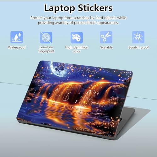 Universal Laptop Skin Sticker with 2 Wrist Pad Skins, Waterproof Scratch Resistant Vinyl Laptop Cover Decal, Cut to Fit for 11–15.6 Inch MacBook HP Dell Lenovo, Golden Falls - color: Golden Falls