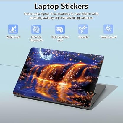 Universal Laptop Skin Sticker with 2 Wrist Pad Skins, Waterproof Scratch Resistant Vinyl Laptop Cover Decal, Cut to Fit for 11–15.6 Inch MacBook HP Dell Lenovo, Golden Falls - color: Golden Falls