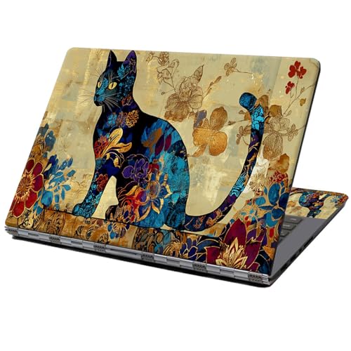 Laptop Skin Sticker Decal 12" 13" 13.3" 14" 15" 15.6",Waterproof Scratch Resistant Vinyl,Reusable Easy to Apply,for MacBook HP Dell Notebooks Netbooks Laptop,2 Wrist Pads,Cat Floral - color: Cat Floral