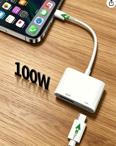 USBC to Hdmi Adapter Cable Hdmi to USB C iphone to Hdmi Adapter for Tv | 4K@60Hz100W Charging Compatible for iphone 17/16/15 Series Macbook ipad Pro to Hdtv Projector Monitor No Power Needed