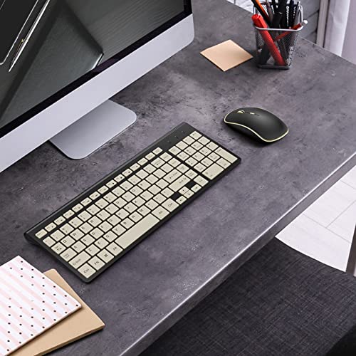 JOYACCESS Silent Wireless Mouse, Portable USB Mouse with 5 Adjustable DPI Levels for Desktop, Notebook, MacBook, Chromebook, PC (Black Gold) - color: Black Gold