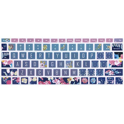 Protective Keyboard Cover Skin for Microsoft Surface Laptop Go 12.4" Touchscreen 2020 Release, Flower and Big Letter Designs, Red Flower - color: Red Flower