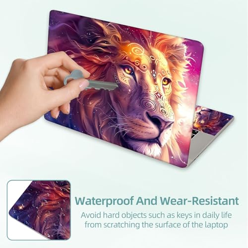 Universal Laptop Skin Decal, 3-Piece Vinyl Protector for 12 13 14 15.6" Notebook, Waterproof Anti-Scratch, Easy Trim & Bubble-Free Finish, Beautiful Lion - color: Beautiful Lion
