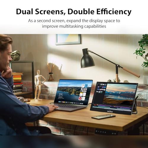 InnoView Portable Monitor 18.5 inch 100HZ 120% sRGB, 1080P FHD IPS Large Portable Monitors for Laptop USB C HDMI HDR Travel Monitor with Kickstand Mac PC Xbox PS4/5 Switch - size: 18.5 INCH