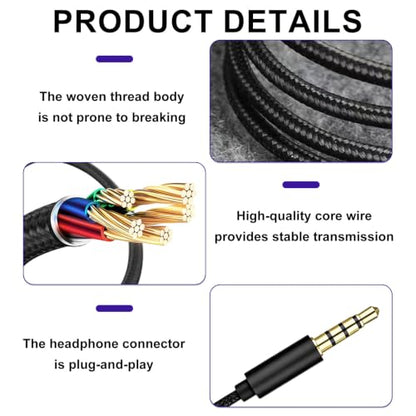 3.5mm Headphone Splitter, 2Pcs Headphone Splitter Audio & Mic Support, Aux Splitter 1 in 2 Out Stereo Y Cable Compatible with Phone, Tablet, Laptop, PC, Switch, MP3