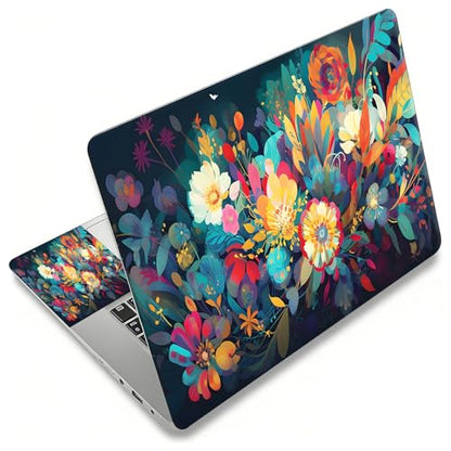 Laptop Skin Sticker Decal, Universal Reusable Vinyl Laptop Cover for 12" 13" 13.3" 14" 15" 15.4" 15.6" Notebook PC, Reusable Waterproof Scratch-Resistant with 2 Wrist Pads,Flowers Watercolour - color: Flowers Watercolour