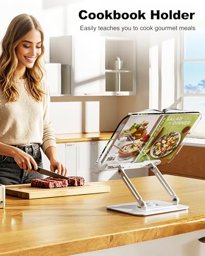 BYMECOST Acrylic Book Stand for Reading, Adjustable Book Holder, White - color: White, size: 11.8"