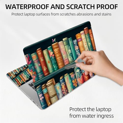 Antique Library Bookshelf Universal Laptop Skin Sticker 3PCS, Protective Decal Trim-to-Fit 11.6" 13.3" 14" 15.6" Laptop Vinyl Cover, Removable Anti-Scratch Computer Decal Protector - color: Antique Library Bookshelf