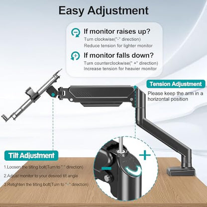MOUNT PRO Laptop Arm Mount for Desk, 2 in 1 Function Monitor Laptop Stand, Fits Max 17" Notebook and 32" Computer Screen, Aluminum Single Monitor Holder with Adjustable Tray, Holds up to 22lbs - size: Without Pole