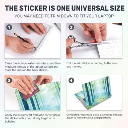 3Pcs Forest Laptop Skin Sticker Plants Universal Removable Vinyl Stickers Fits for 12.1 13 14 15.6 16 Inch Waterproof Notebook Decal Cover Gift - color: Green