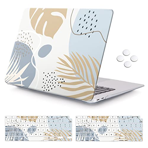 iCasso for MacBook Air 13 Inch Case 2018 2019 2020 Release A2337 M1/A1932/A2179 with Retina Display Touch ID, Protective Hard Plastic Shell Case and Keyboard Cover for MacBook Air 13 (Blue) - color: Morandi-Blue