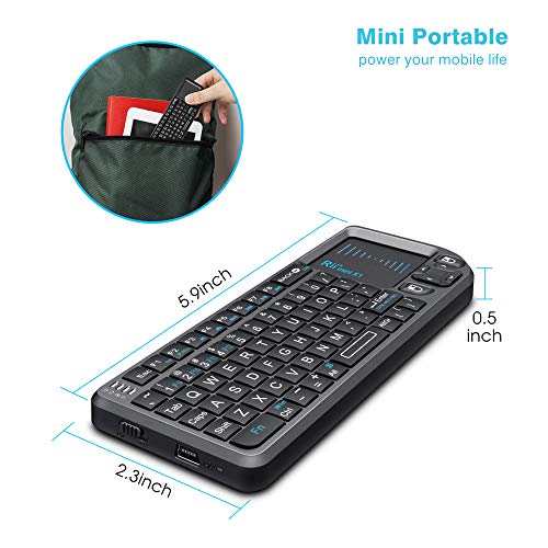 Rii 2.4G Mini Wireless Keyboard with Touchpad Mouse,Lightweight Portable Controller with USB Receiver Remote Control for Windows/Mac/Android/PC/Tablets/TV/Xbox/ PS3. X1-Black