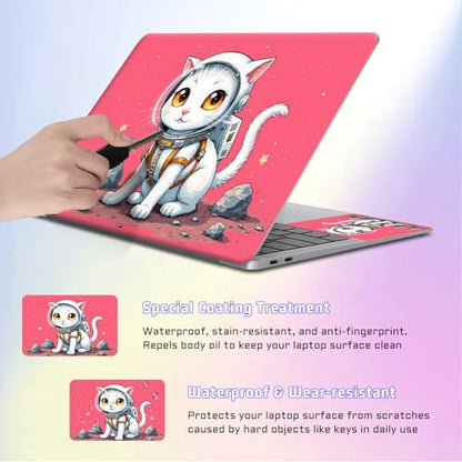 Universal Laptop Skin Sticker Decal, Compatible with MacBook HP Dell Lenovo 12"-15.6", Reusable Vinyl Notebook Cover 3PCS Set, High-Recognition Film-Kawaii Astronaut Cat Sticker - color: Kawaii Astronaut Cat Sticker