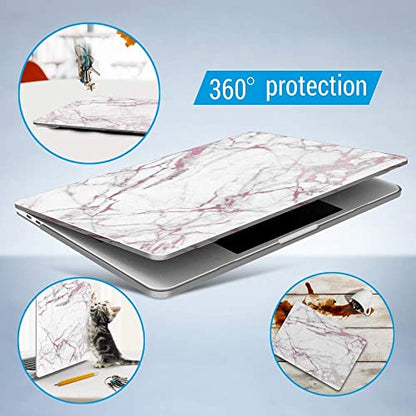 IBENZER Compatible with MacBook Pro 13 Inch Case M2 M1 2026 2025 2024 2023 2022 A2338 A2289 A2251 A2159 A1989 A1706 A1708, Hard Shell Case & Keyboard Cover for Mac Pro 13, Pink Marble, T13PKMB+1 - color: Pink Marble