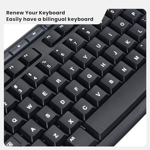 2PCS English Keyboard Letter Stickers with Tweezer - 3D Keyboard Letters Replacement Stickers, Borderless Characters for Laptop Notebook Computer PC Desktop Keyboard, Peel-off Film, Only Leave Letters - size: English-White