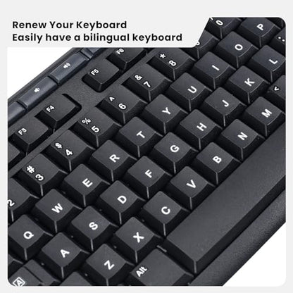 2PCS English Keyboard Letter Stickers with Tweezer - 3D Keyboard Letters Replacement Stickers, Borderless Characters for Laptop Notebook Computer PC Desktop Keyboard, Peel-off Film, Only Leave Letters - size: English-White