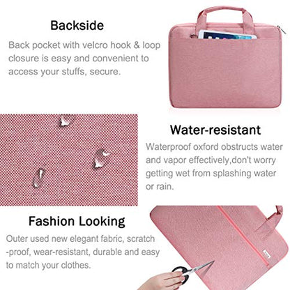 Voova Laptop Bag 17 17.3 Inch, 360° Protective Laptop Case Sleeve with Shoulder Strap Compatible with 17-18 Inch Lenovo Asus Acer Dell Hp, Waterproof Computer Bag Slim Briefcase for Women, Pink - color: Pink, size: 17-17.3 inch