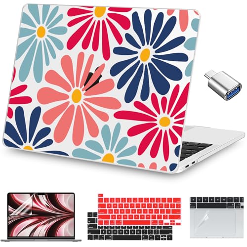 Teryeefi for MacBook Pro Case 13 inch 2022 2021 2020-2016 Release A2338 M2/M1 A2251 A2289 A2159 A1989 A1706, Clear Laptop Hard Shell with Keyboard Cover & Trackpad Film & Type C Adapter,Flowers W129 - color: Flowers W129
