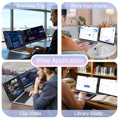 14" Laptop Screen Extender, 0.19" Ultra-Thin Laptop Monitor, Stable Damping Stand with 90° Rotation, 180° Rotation Dual Screen, Extra Compatible with Windows/Mac/Android/Switch/PS Fits 13"-17" Laptops - size: 14.1" Screen Extender