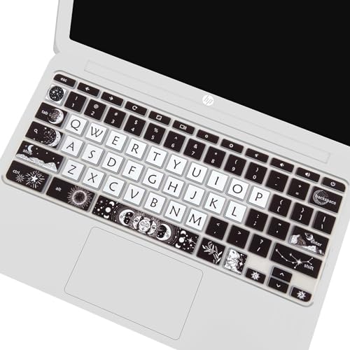 Cute Silicon Keyboard Cover Skin for HP Chromebook 11 x360 11.6", Chromebook 11 G2/G3/G4/G5/G6 EE/G7 EE 11.6’’,HP Chromebook 14-ca 14-ak14-X Series, HP Chromebook 14 G2 G3 G4 G5, Sun and Moon - color: Sun and Moon