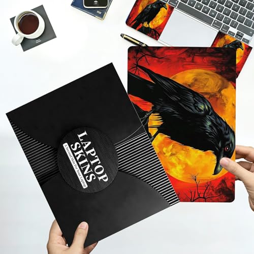 Universal Laptop Skin Sticker with 2 Wrist Pad Decals, 3-Piece Removable Vinyl Laptop Cover, Dark Crow Waterproof Anti-Scratch, Easy-Trim Fit for 13.3" 14" 15.6" Laptops - color: Dark Crow