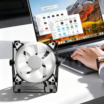 YAODHAOD Multi-Purpose Desk Fan Stand Mount for 120mm PC Computer Fans,360° Adjustable Desk Cooling Fan,Heavy-Duty Solid Metal Bracket,Flexible Airflow Direction for Laptop, Router, Modem, Electronics