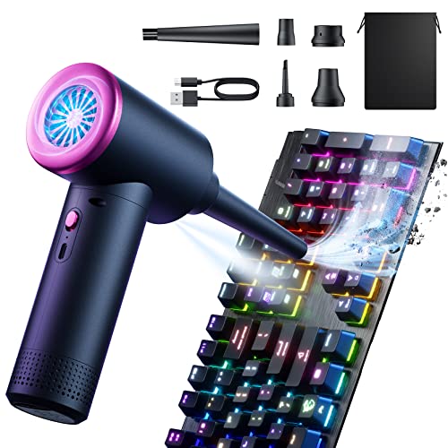 Higynator Compressed air Duster - 3 Gear Adjustable 100000RPM Electric with LED Light, Cordless Blower for Computer Keyboard Car Cleaning Kit 9000mAh Rechargeable Dust Remover, Black (AD36)
