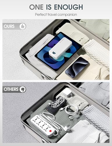 citicr Portable Charger 20000mAh PD20W w/Built-in Cables & Wall Plug White | High capacity, Fast charging, Built-in wall plug, LED display, Charge 5 devices at once, Pass through charging, TSA approved - color: White-20000mah