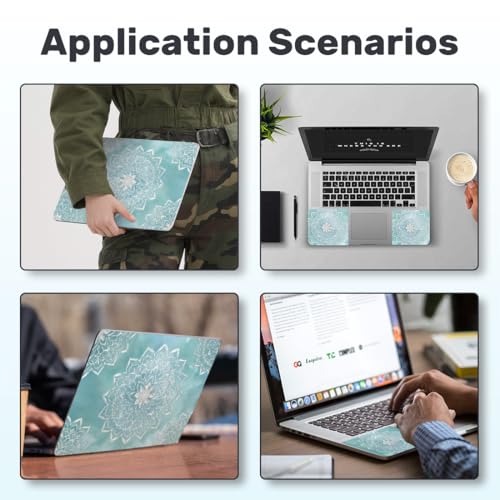 Mandalas Laptop Skin Sticker Decal PVC Vinyl Sticker Notebook PC Protector Waterproof Scratch Resistant Laptop Skin for 12.1 13 13.3 13.6 14 15 15.3 16 Inch Bohemian Turquoise Style - color: Turquoise Bohemian