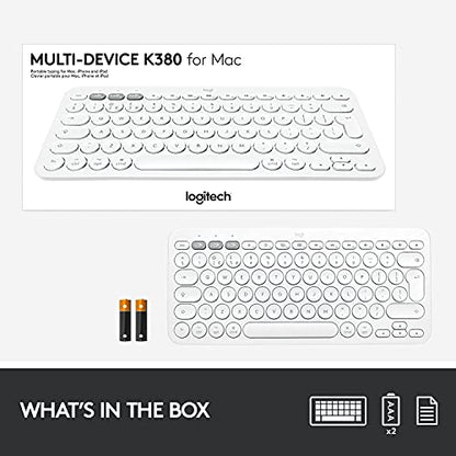 Logitech K380 Pebble Wireless Multi-Device Keyboard for Apple iOS, Apple TV Android or Chrome, Bluetooth, Compact Space-Saving Design, PC/Mac/Laptop/Smartphone/Tablet - Off White | Compact Bluetooth Keyboard, Pair and Switch Between 3 Devices, Scissor Key