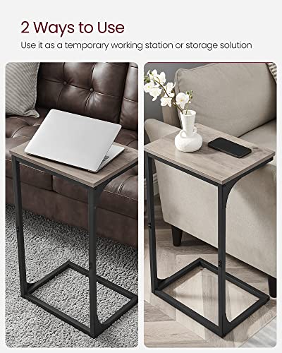 VASAGLE C-Shaped End Table, Side Table for Sofa, Couch Table with Metal Frame, Small TV Tray Table for Living Room, Bedroom, Greige and Black ULET353B02 - color: Greige + Black