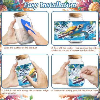 Peacoblue UV DTF Cup Wraps Transfer Stickers Sea Turtles and Coral Pattern, 10 Sheets Waterproof Custom Vinyl Transfer Sticker 16oz Coffee Glass Cup Tumbler Bottle Mug Decals for Men Women - style: Sea Turtles and Coral