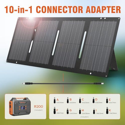 300W Solar Powered Power Bank Generator with 60W Panel, Portable Solar Power Station with DC AC Outlet 110V for Laptop Smart Devices RV Outdoor Camping