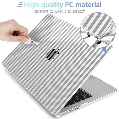 MEEgoodo Case for M5/M4/M3/M2 MacBook Air 13 inch Case 2026 2025 2024 2022, Fit Model A3449/A3240/A3113/A2681, Laptop Hard Shell Compatible with MacBook Air 13.6-inch, Gray Stripes - color: Gray Stripes