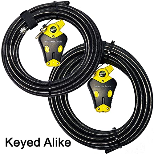 Master Lock - Two Python Adjustable Cable Locks Keyed Alike, 1-20ft, 1-30ft, 8413KACBL-2030 - size: 1-20 ft, 1-30 ft