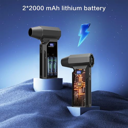Compressed Air Duster-150000RPM Super Power Electric Air Duster, 3-Speed Adjustable Rechargeable Cordless Air Blower with Fast Charging for PC Keyboard Cleaning, Car, Home,Outdoor，5 Nozzle