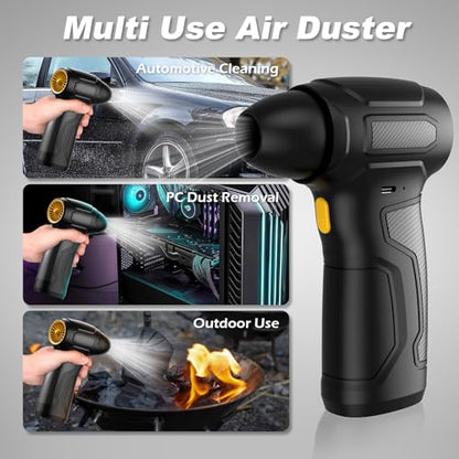 Compressed Air Duster - 200,000RPM Electric Air Duster, Canned Air Blower Alternative for PC, Keyboard, Building Toys, Campfire, Leaf, Home Cleaning (Yellow) - color: Yellow