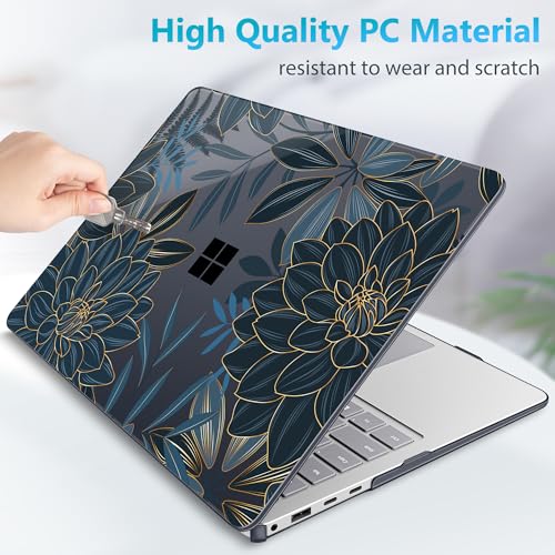 Mektron Case for 13.8" Microsoft Surface Laptop 8/7 (2026/2024) Surface Laptop 13.8 Inch Cover Fits Model 2036, Keyboard Cover +Screen Protector +Dust Plugs, Dahlia Flower C035 - color: Dahlia Flower C035