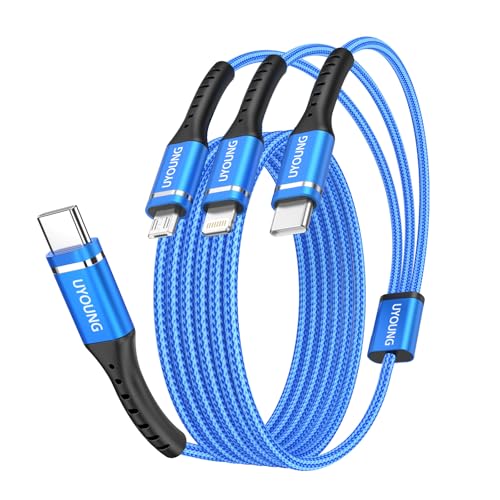 USB C Multi Charging Cable, Long 3 in 1 Universal Charger Cord 10FT, 2 Pack | Charging Cords with Lightning, Type C, Micro USB Ports, Phone Charger for iPhone 17 16 15, Samsung Galaxy S26, Google Pixel - color: Blue, size: 10FT